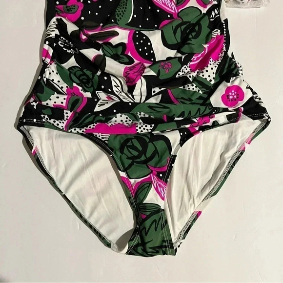 Anne Cole Womens Floral Sleeveless Halter Strap Pull-On One Piece Swimsuit NWT 6 - Picture 3 of 11
